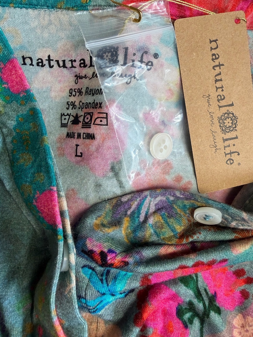Natural Life Rebecca ButterSoft Blue Garden Patchwork Floral Midi Dress L NWT - Picture 12 of 14